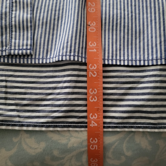 Free People Striped Button down shirt 2 toned blue white size L Coastal - Picture 12 of 12